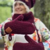 Rękawiczki handmade ze sznureczkiem ,,Bordo"
