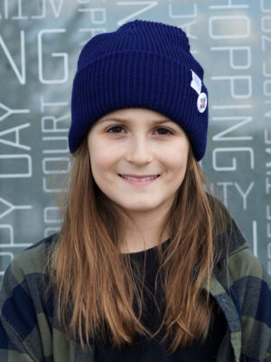 Czapka beanie dla dziecka logo kolorowe "Granat"