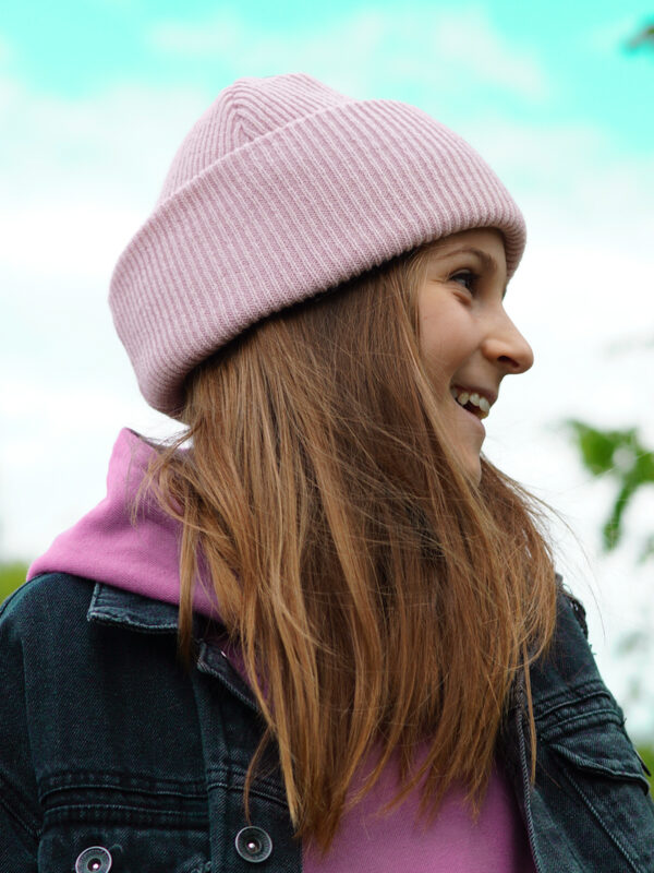 Czapka beanie dla dziecka logo kolorowe "Jasny róż"