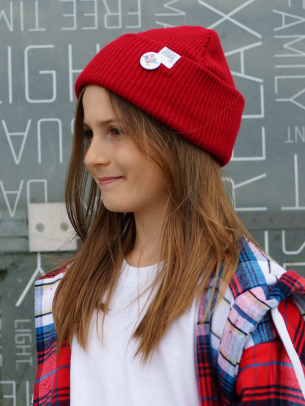 Czapka beanie dla dziecka logo kolorowe "Czerwony"
