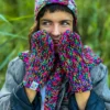 Rękawiczki handmade ze sznureczkiem ,,Czarne kolorki"