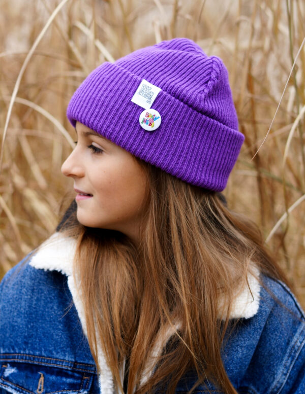 Czapka beanie dla dziecka logo kolorowe "Fiolet"