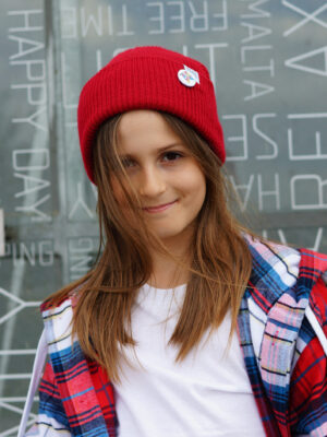 Czapka beanie dla dziecka logo kolorowe "Czerwony"