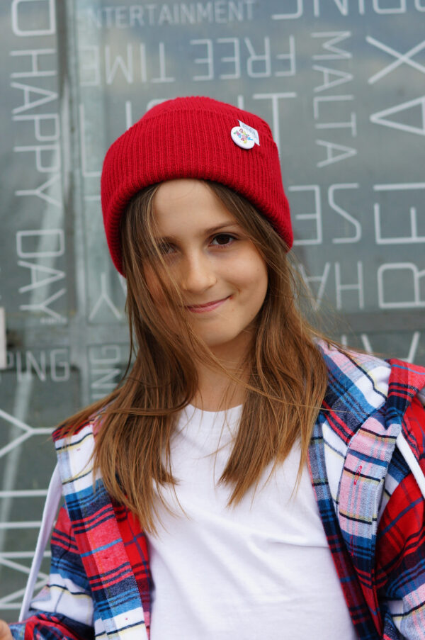 Czapka beanie dla dziecka logo kolorowe "Czerwony"