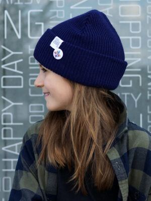 Czapka beanie dla dziecka logo kolorowe "Granat"