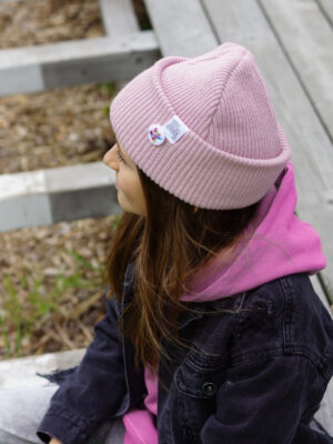 Czapka beanie dla dziecka logo kolorowe "Jasny róż"