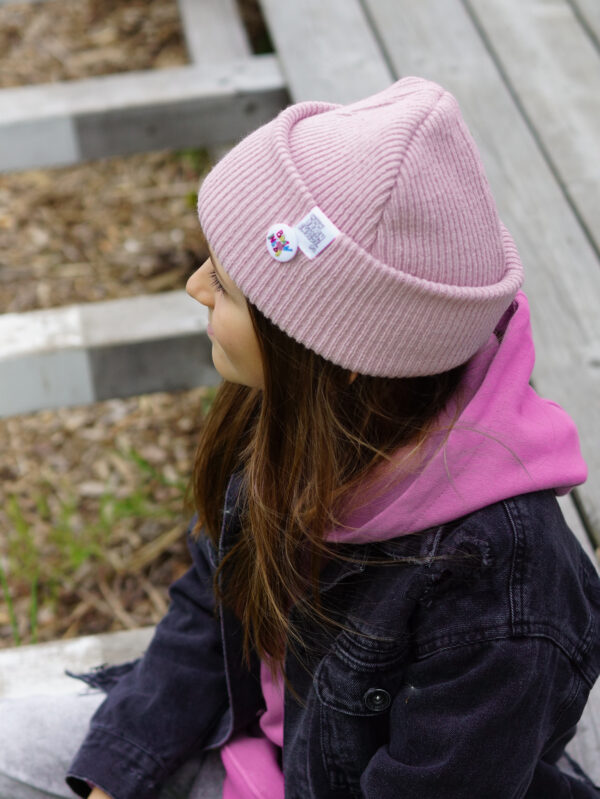 Czapka beanie dla dziecka logo kolorowe "Jasny róż"