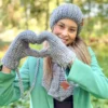 Rękawiczki handmade ze sznureczkiem ,,Szary"