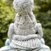 Czapka duży pompon EUFORIA "Wybielony szary"