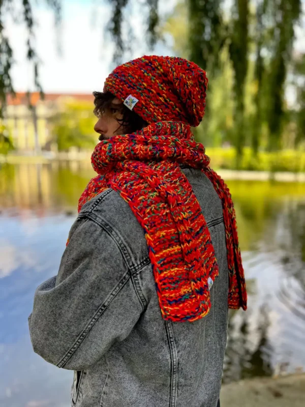 Męska czapka zimowa bez pompona NEVERLAND "Czerwienie"