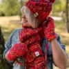 Rękawiczki handmade ze sznureczkiem ,,Czerwienie"