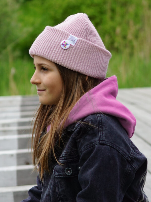 Czapka beanie dla dziecka logo kolorowe "Jasny róż"