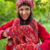 Rękawiczki handmade ze sznureczkiem ,,Czerwienie"