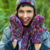 Rękawiczki handmade ze sznureczkiem ,,Czarne kolorki"