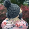 Czapka handmade krótka HAPPY ,,Ciemny szary"
