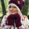 Rękawiczki handmade ze sznureczkiem ,,Bordo"
