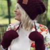 Rękawiczki handmade ze sznureczkiem ,,Bordo"