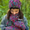 Rękawiczki handmade ze sznureczkiem ,,Czarne kolorki"