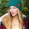 Czapka beanie logo ekoskórka "Zielony"