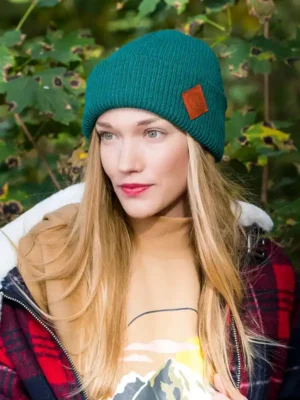 Czapka beanie logo ekoskórka "Zielony"