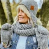 Rękawiczki handmade ze sznureczkiem ,,Szary"