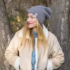 Czapka slouchy logo kolorowe "Ciemny beż"
