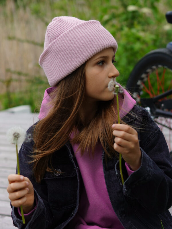 Czapka beanie dla dziecka logo kolorowe "Jasny róż"