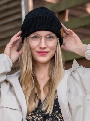 Czapka beanie logo ekoskórka "Czarny"