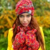 Rękawiczki handmade ze sznureczkiem ,,Czerwienie"