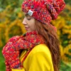 Rękawiczki handmade ze sznureczkiem ,,Czerwienie"