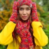 Rękawiczki handmade ze sznureczkiem ,,Czerwienie"