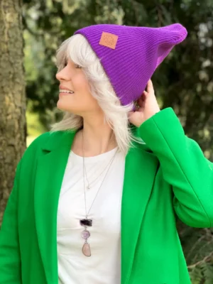 Czapka long logo ekoskórka "Fiolet"