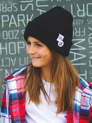 Czapka beanie dla dziecka logo kolorowe "Czarny"
