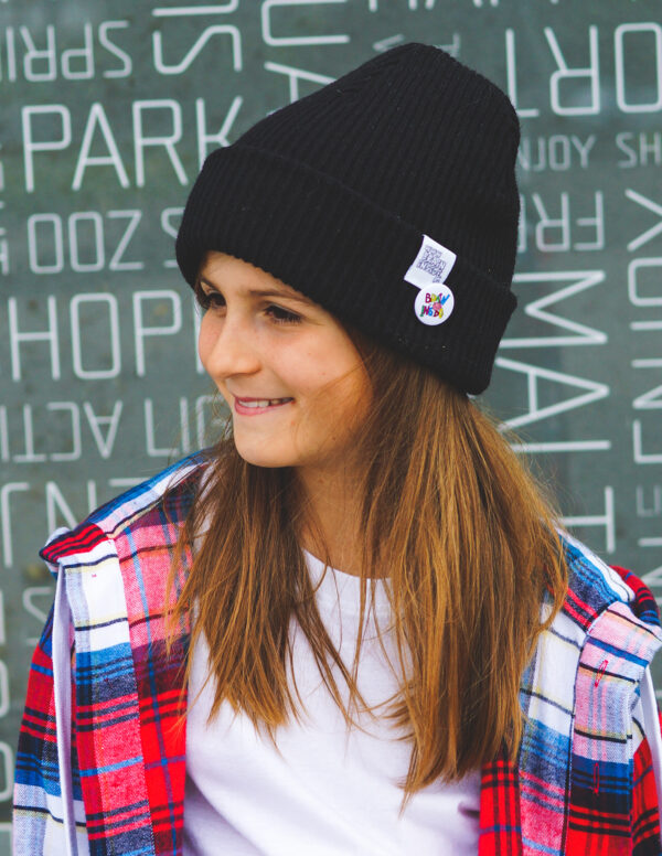 Czapka beanie dla dziecka logo kolorowe "Czarny"