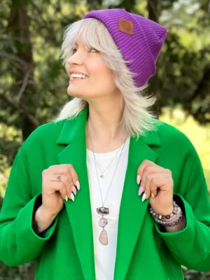 Czapka beanie logo ekoskórka "Fiolet"