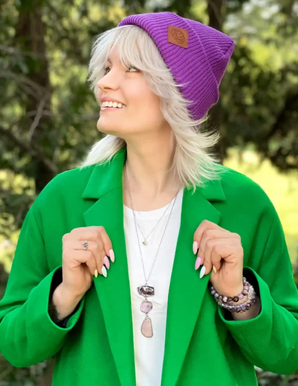 Czapka beanie logo ekoskórka "Fiolet"