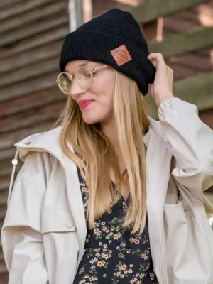 Czapka beanie logo ekoskórka "Czarny"
