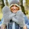 Rękawiczki handmade ze sznureczkiem ,,Szary"