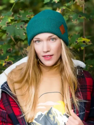 Czapka beanie logo ekoskórka "Zielony"