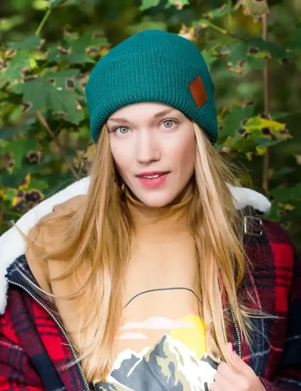 Czapka beanie logo ekoskórka "Zielony"