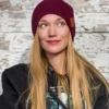 Czapka beanie logo ekoskórka "Bordo"