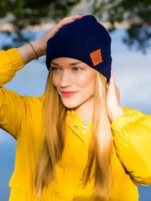 Czapka beanie logo ekoskórka "Granat"