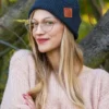 Czapka beanie logo ekoskórka "Ciemny szary"