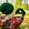 Rękawiczki handmade ze sznureczkiem ,,Ciemny zielony"
