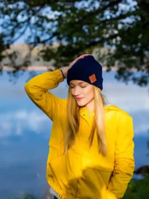 Czapka beanie logo ekoskórka "Granat"