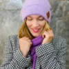 Czapka beanie logo ekoskórka "Jasny fiolet"
