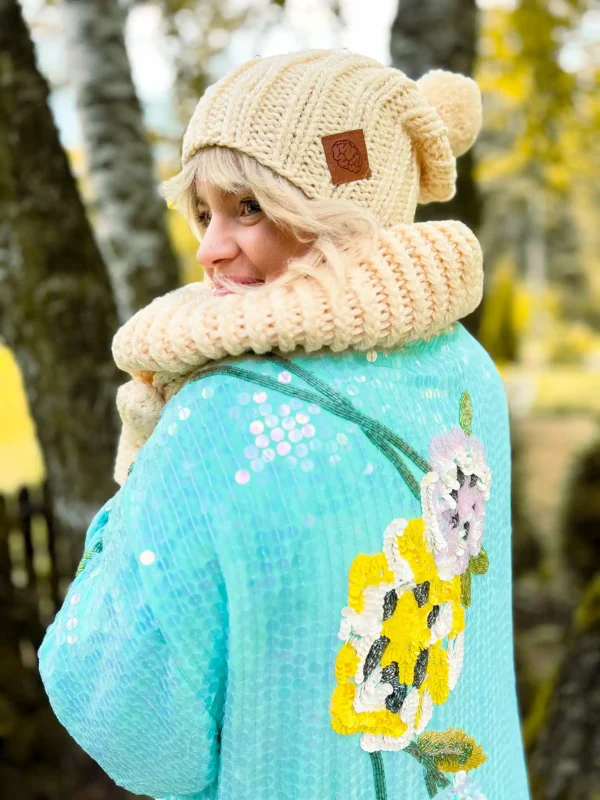 Czapka zimowa podszyta polarem FUN "Ecru"