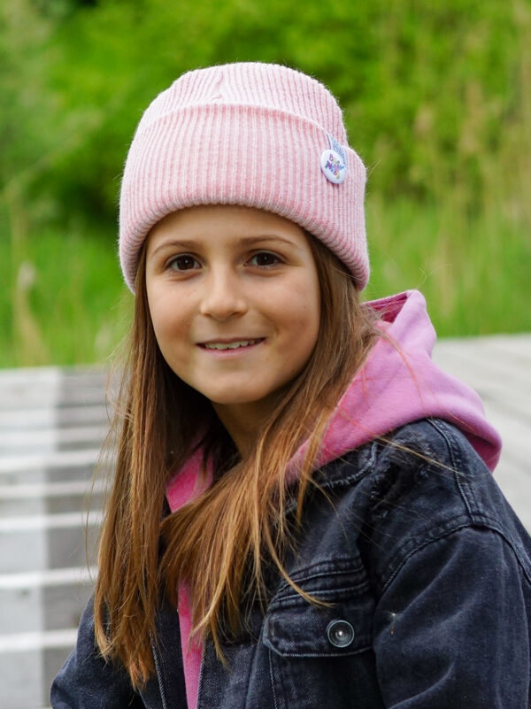 Czapka beanie dla dziecka logo kolorowe "Jasny róż"