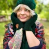 Rękawiczki handmade ze sznureczkiem ,,Ciemny zielony"