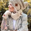 Rękawiczki handmade ze sznureczkiem ,,Jasny beż"